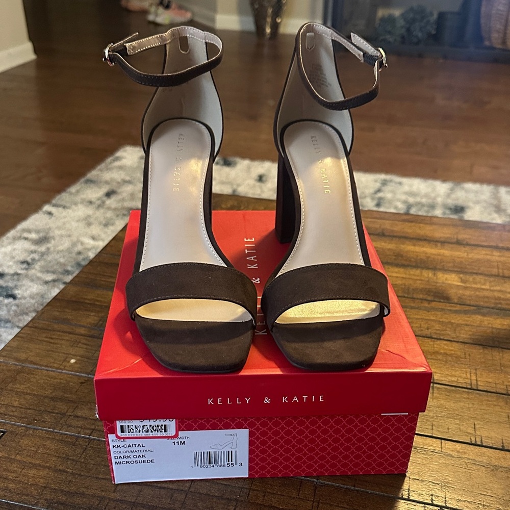 Kelly & Katie Dark Brown Ankle Strap Heels